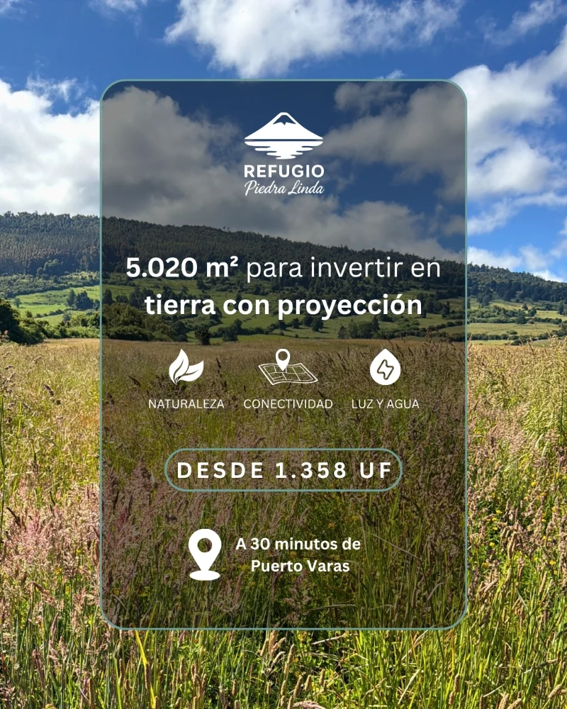5.020 m² para invertir en tierra con proyección · desde 1.358 UF